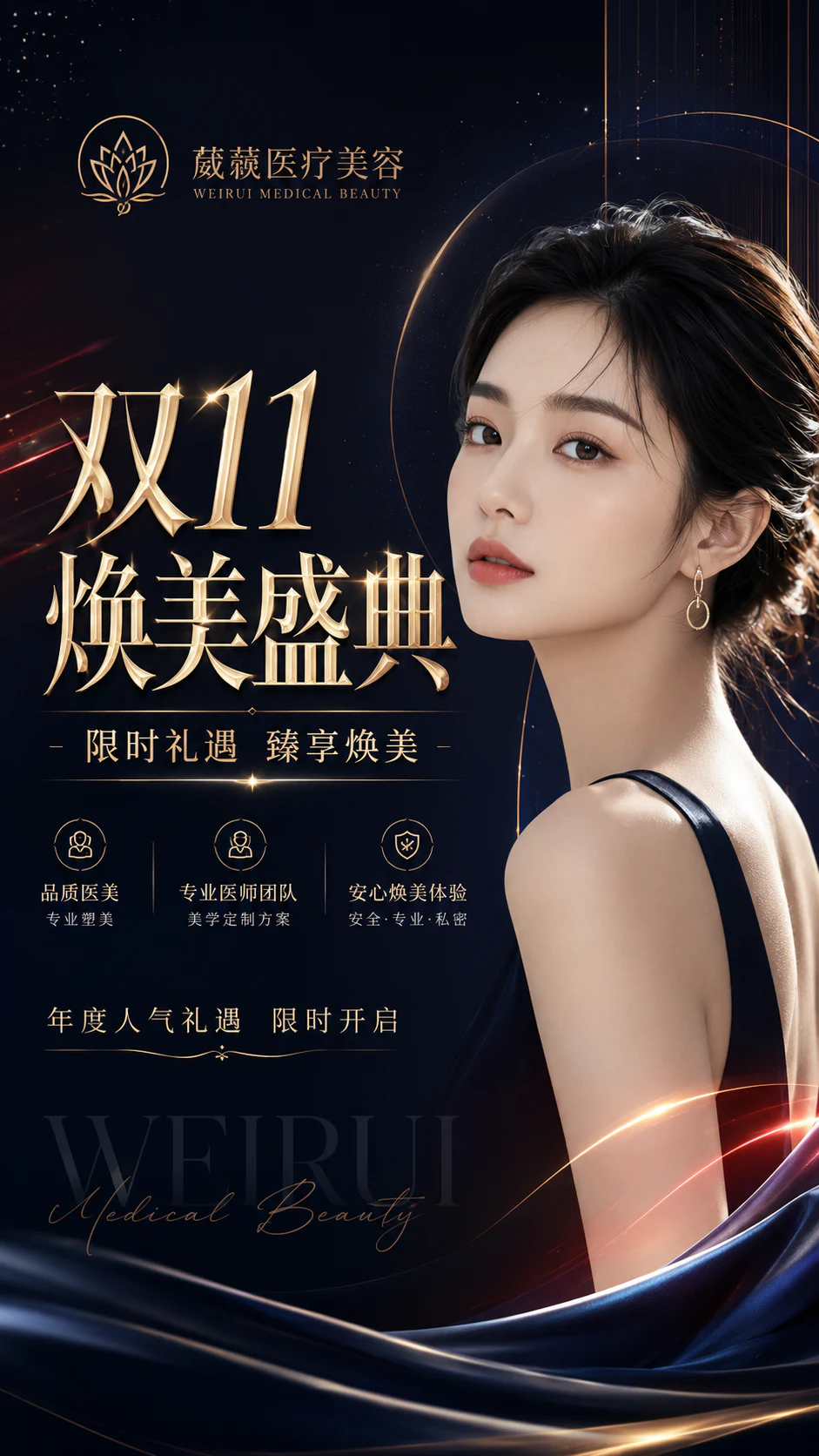 双 11 美妆焕美盛典海报设计细节图 1