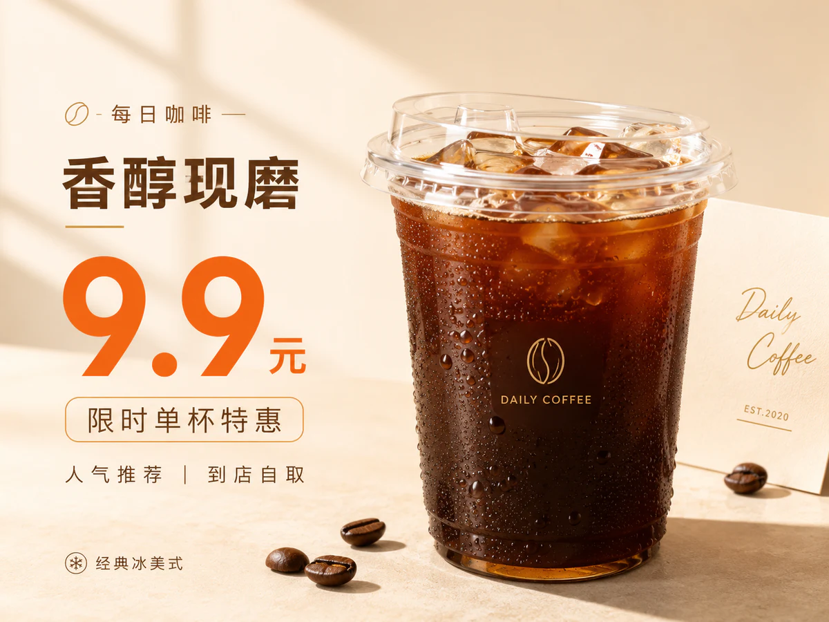 9.9 元咖啡促销电商视觉设计－电商平台细节图 1