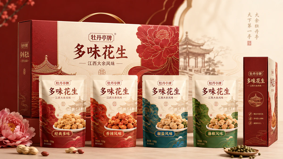 牡丹亭多味花生系列包装设计细节图 1