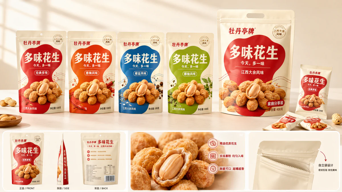 牡丹亭多味花生系列包装设计－系列图 3