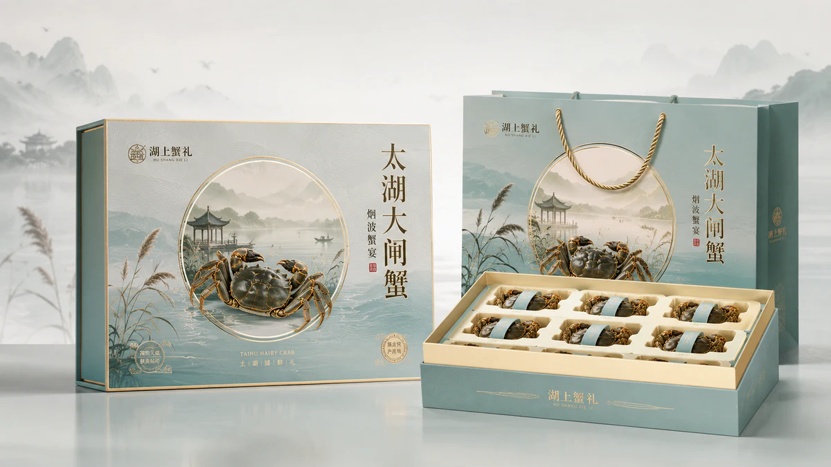 大闸蟹中式礼盒包装设计细节图 1 大闸蟹中式礼盒包装设计细节图 1